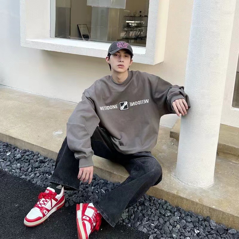 W3LL mirror image silicone letter hoodie