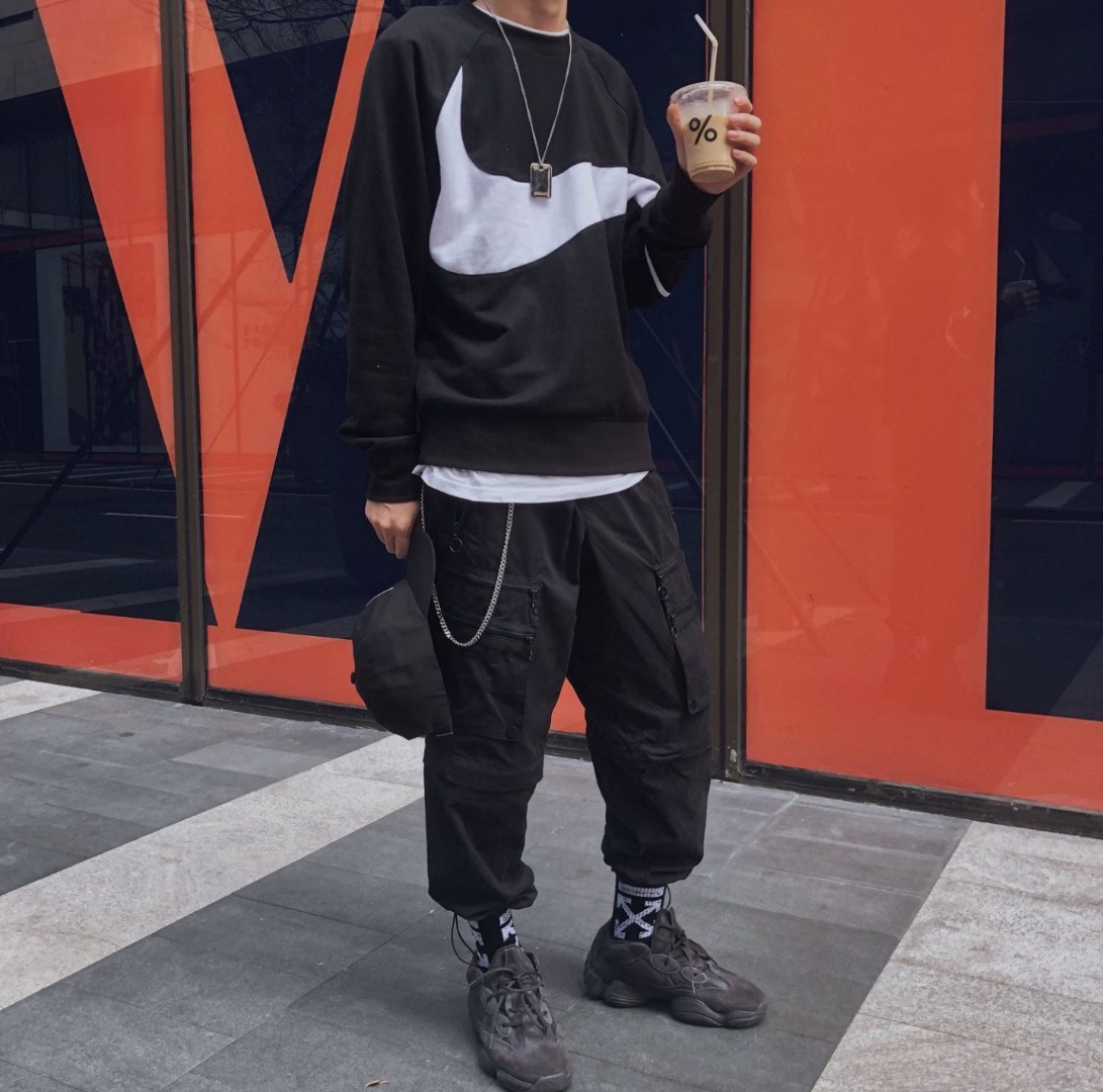 Nike big hook patchwork round neck sweatshirt Hoodie