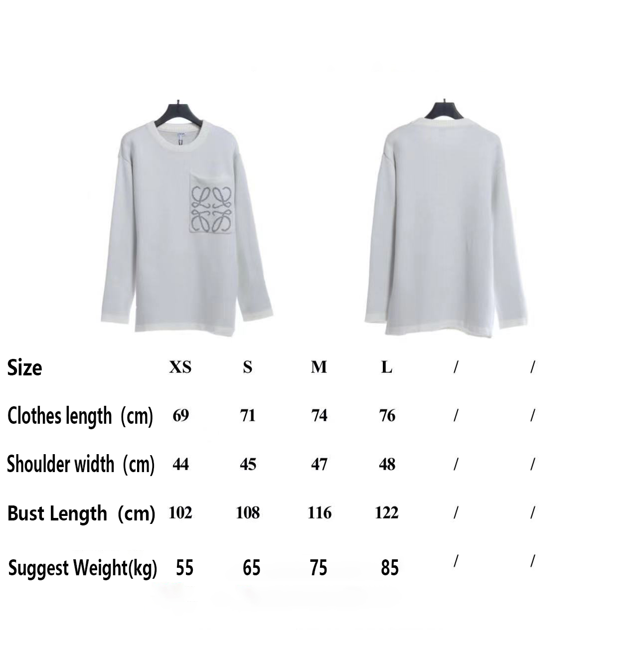 Loevve 22FW pocket four-leaf clover jacquard crew neck sweater