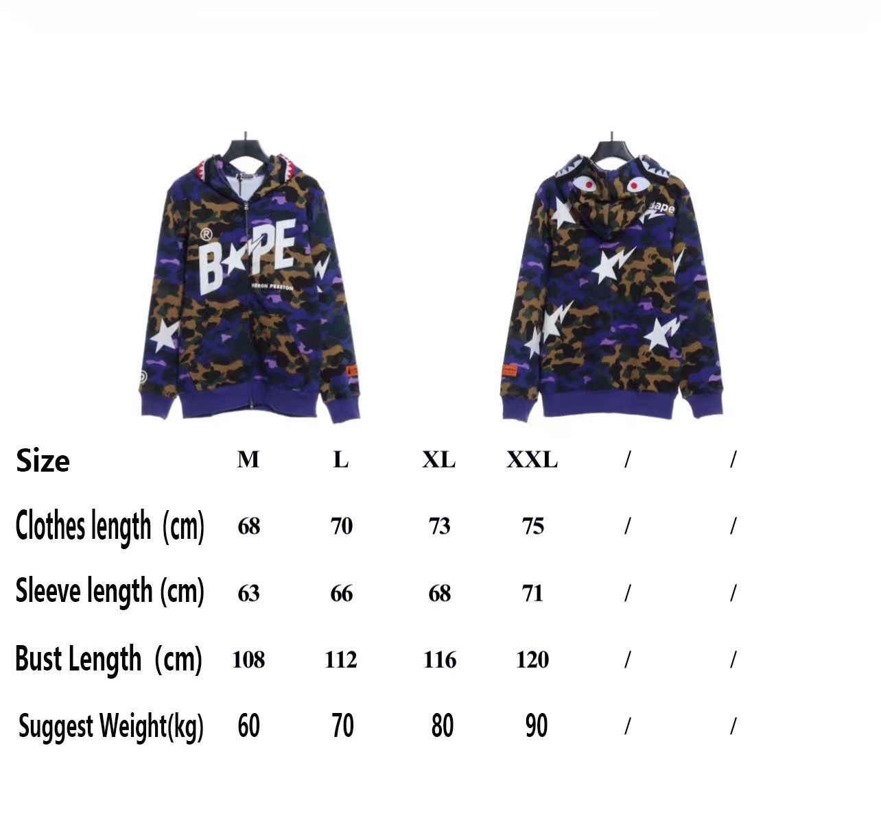BAPExHP Joint Purple Shark Zipper Hoodie