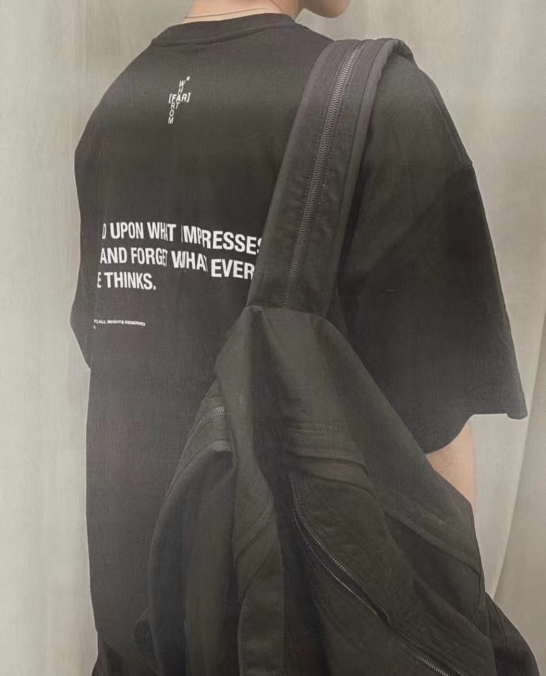 FAR.ARCHIVE Double Row Slogan Letter Short Sleeve T-Shirt