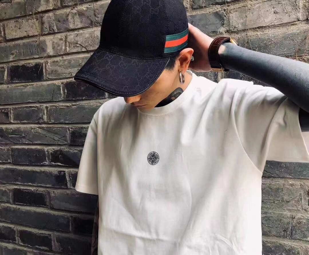 Stone island cross logo printing short sleeves