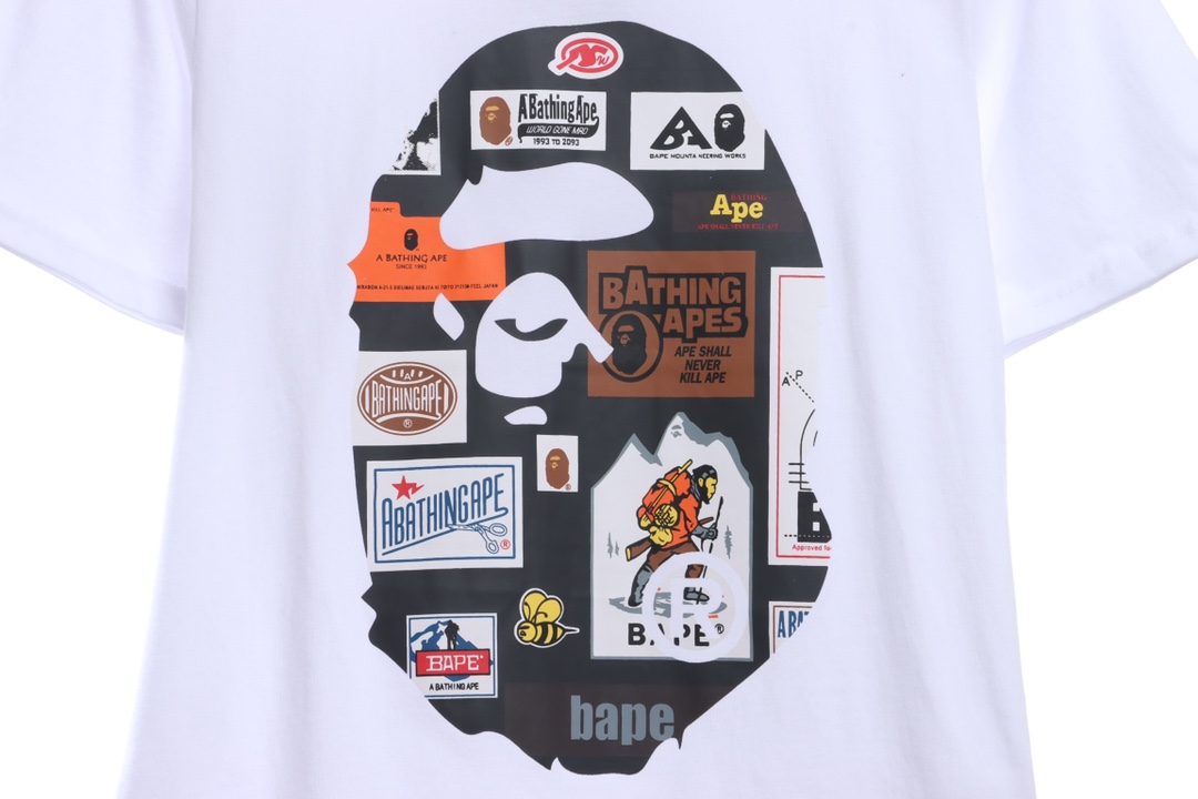 BAPE ape-man initials pattern label printing short sleeves