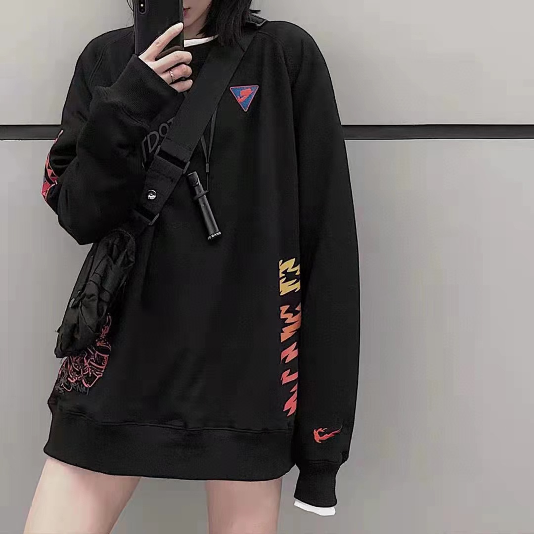 NK 3M reflective graffiti print giraffe sweater pullover