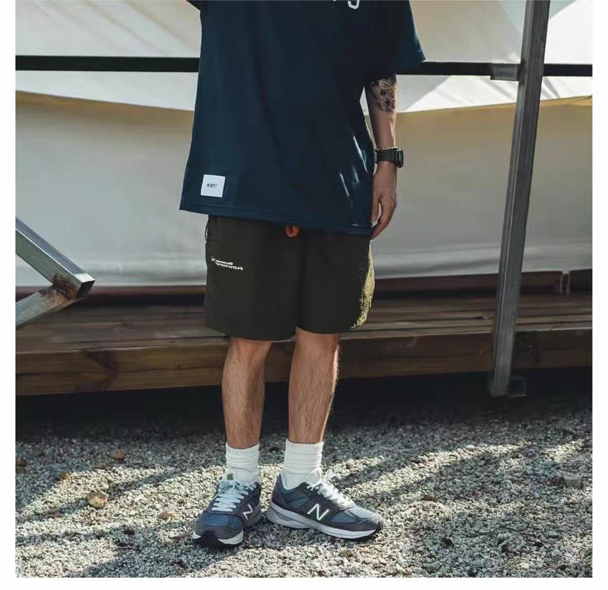 WT@PS Japanese nylon quick-drying rope casual loose beach shorts