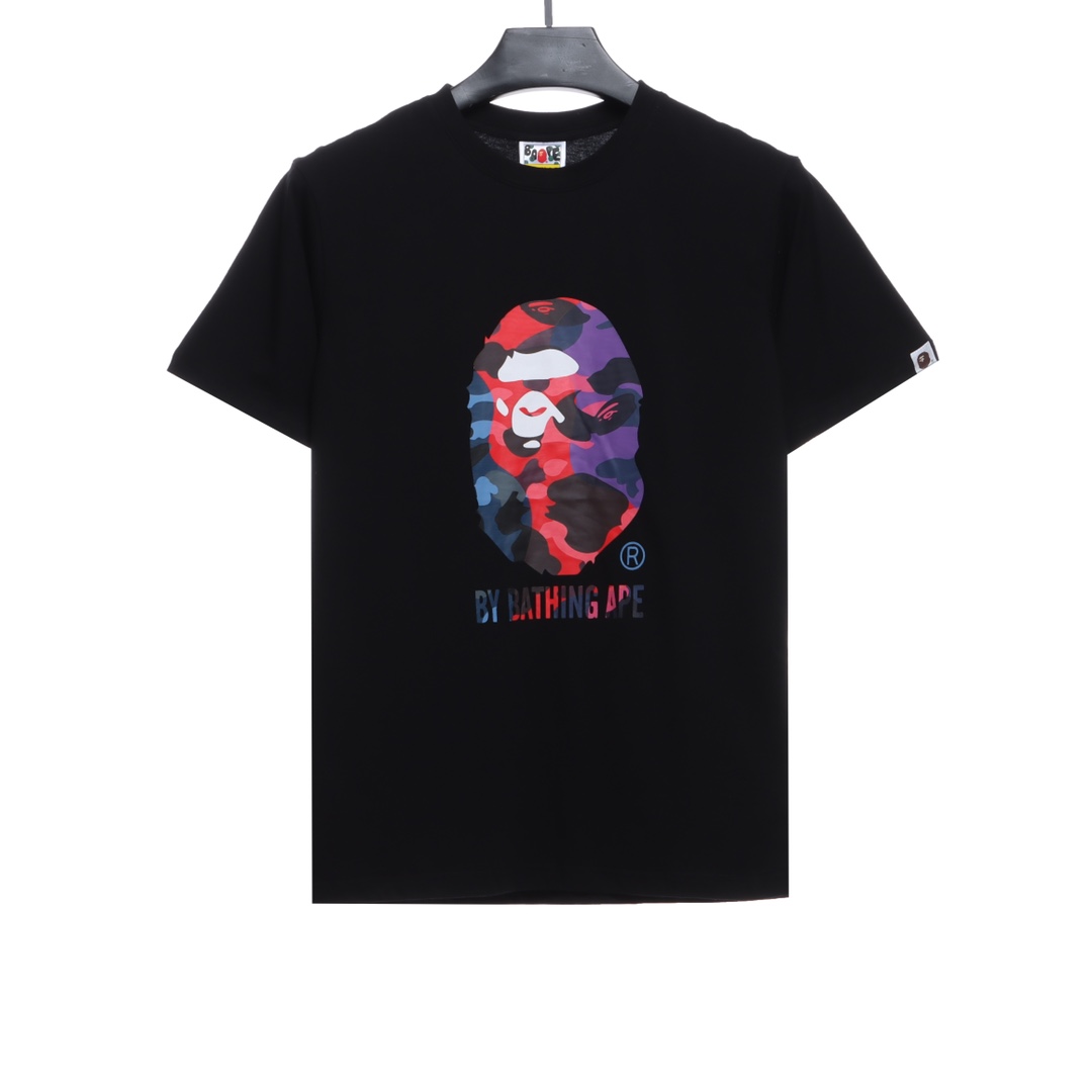 BAPE ape head multicolor block camouflage short sleeves