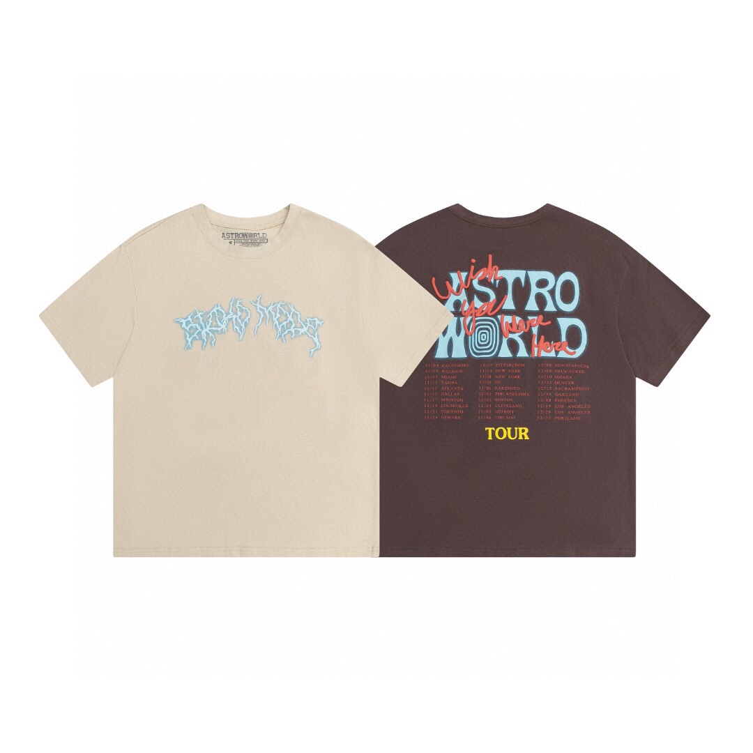 Travis Scott Letter lightning foam printing short sleeves