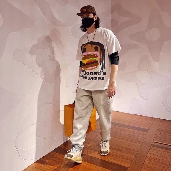 Travis Scott Foam hamburger mouth pattern short sleeves