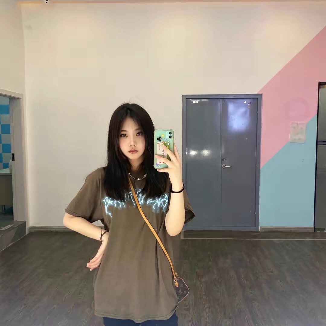 Travis Scott Letter lightning foam printing short sleeves