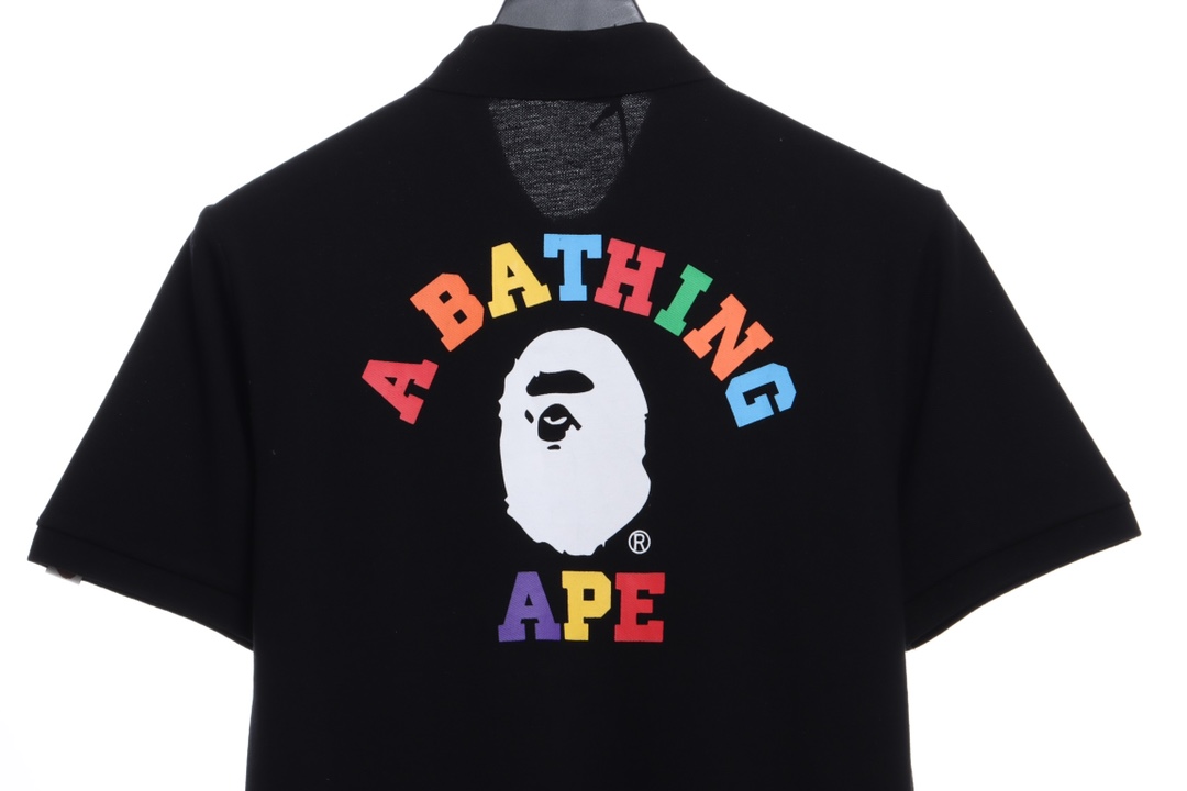 BAPE back colorful letter printing POLO short sleeves