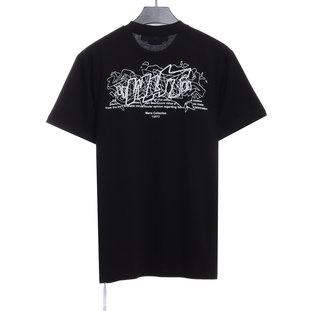 OW embroidery flocking print pattern short sleeve