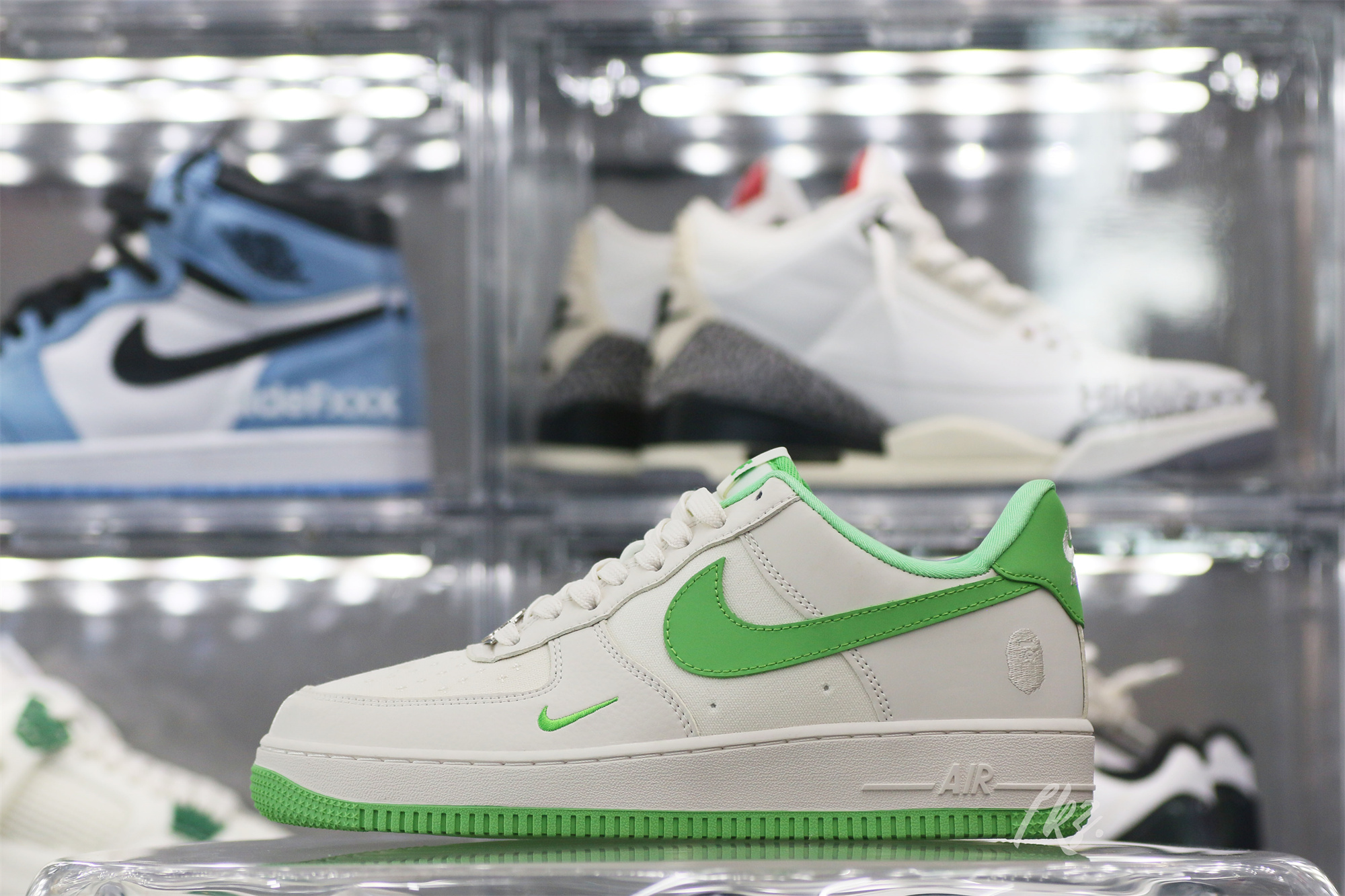 Bape X Nike Air Force 1 White Green Custom shoes