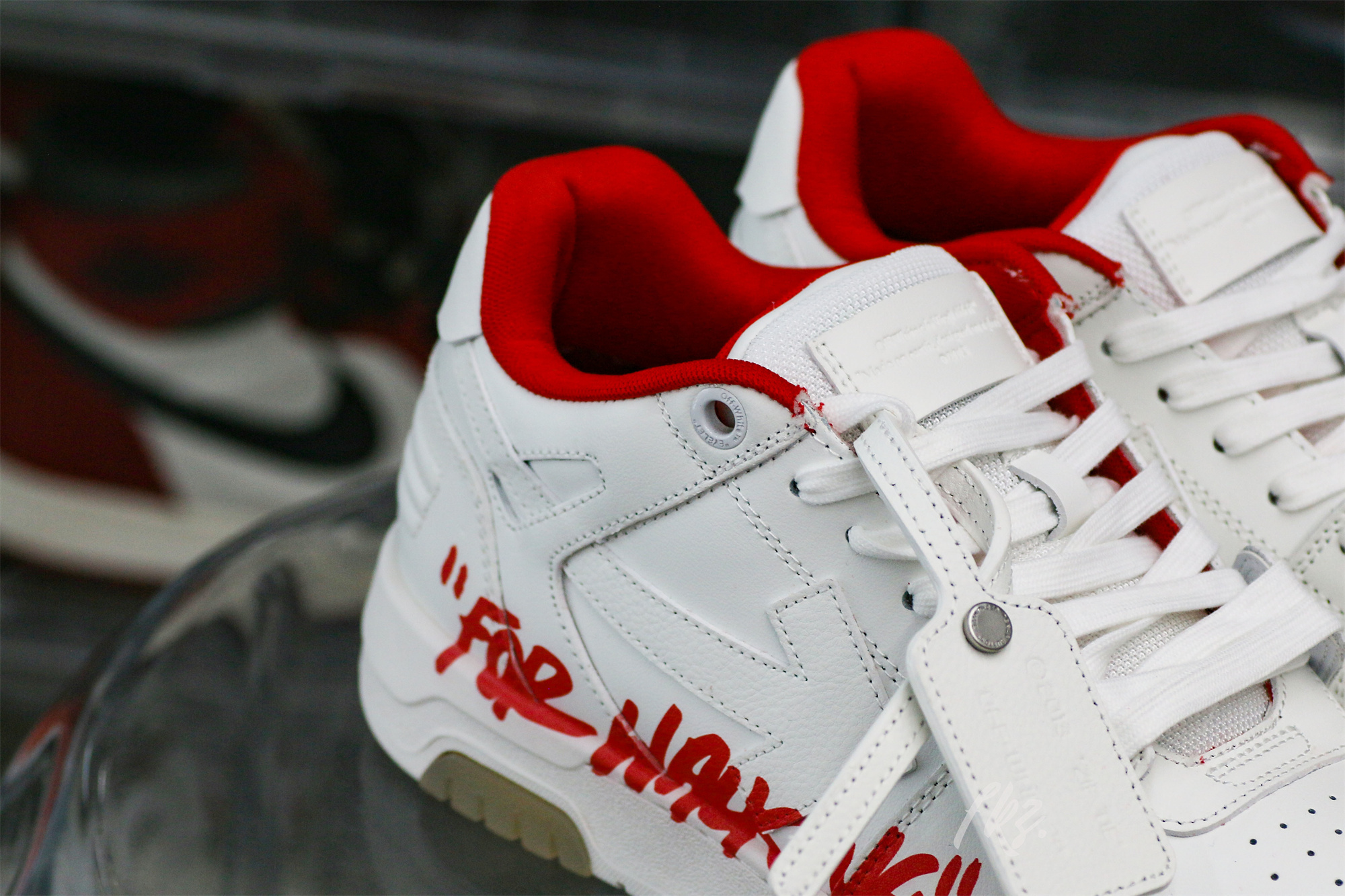 OFF-WHITE White & Red Out of Office ‘OOO’ sneakers
