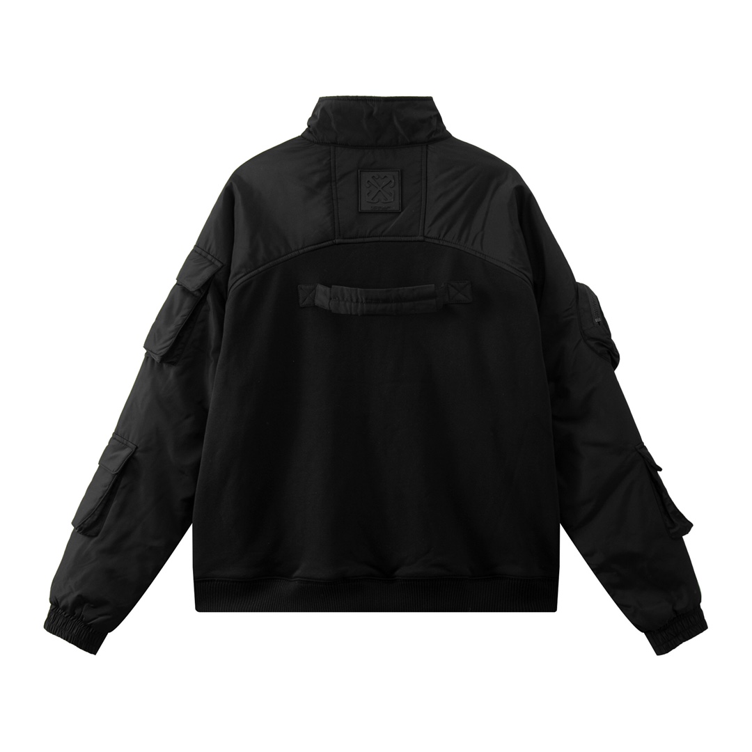OFF-WHITE OW Black Function Wind Cotton-padded Hoodie 2023