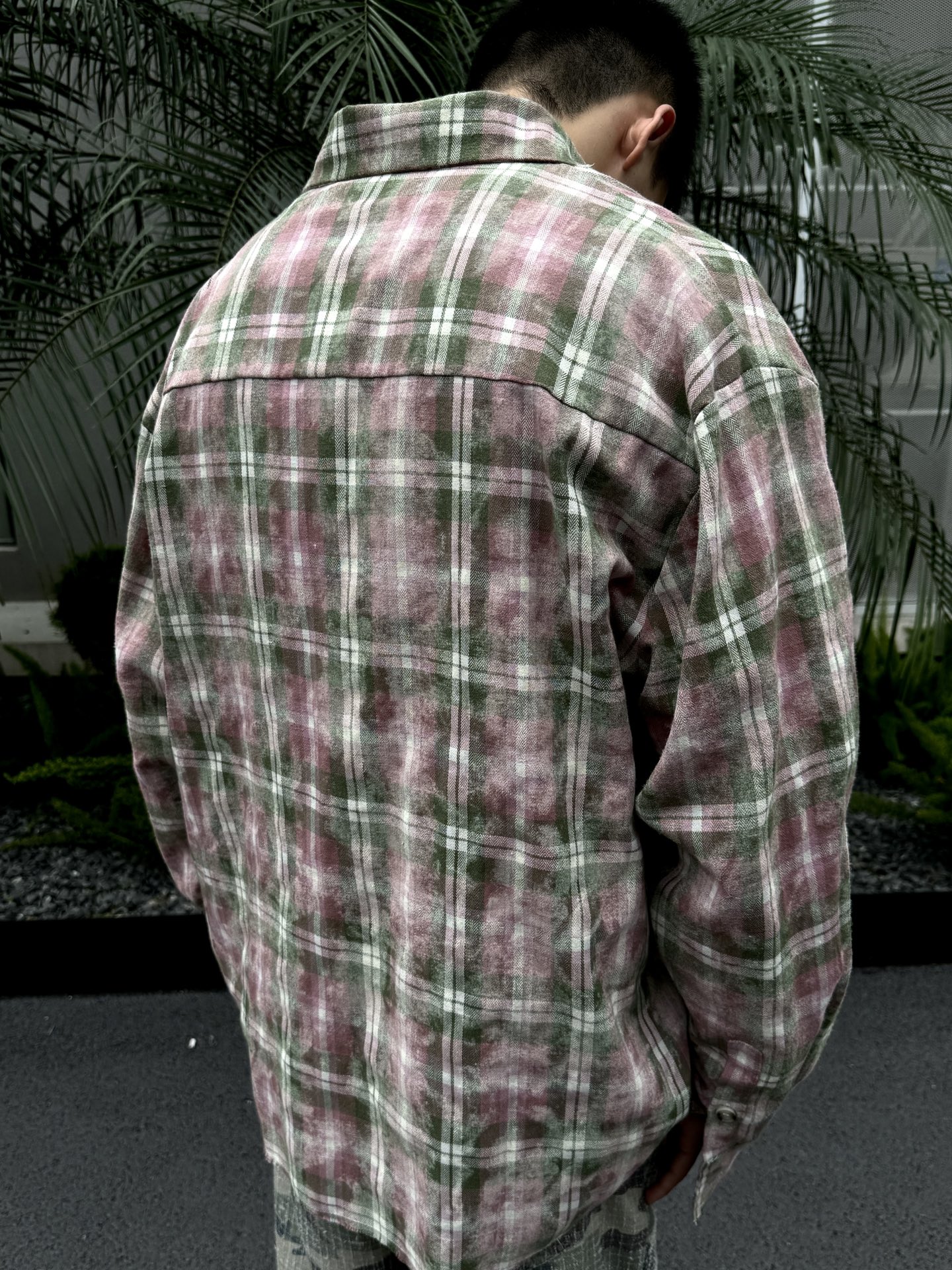 Vintage distressed and mottled DirtyFit worn-look plaid flannel pure cotton Shirt