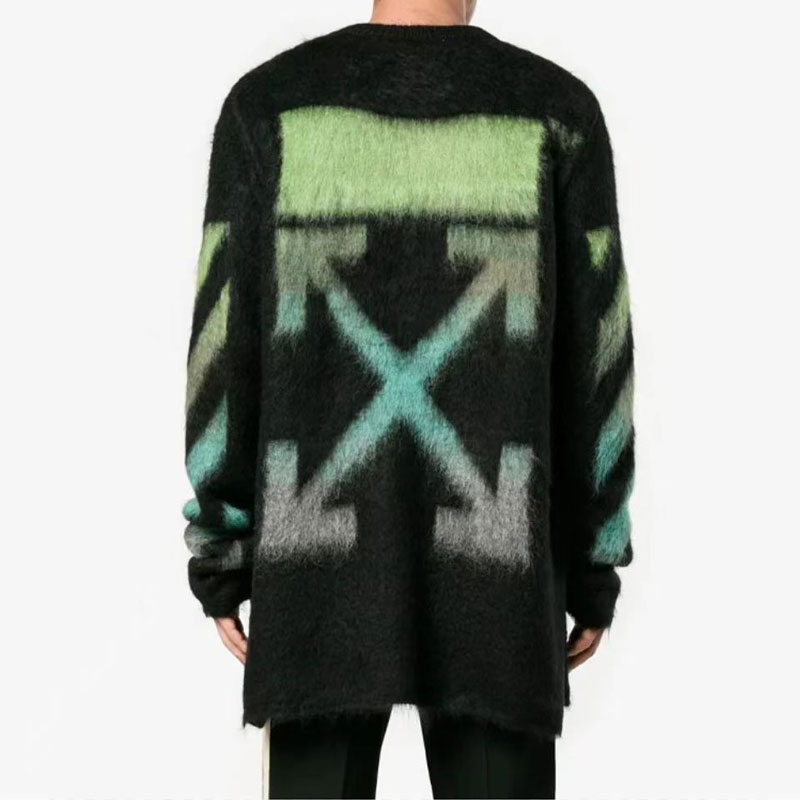 Off White black and red color-block long-sleeve sweater