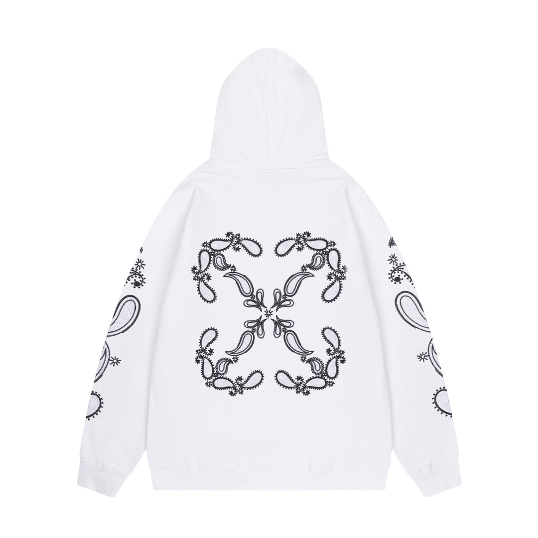 Off-White 24SS new embroidered paisley loose-fit hoodie