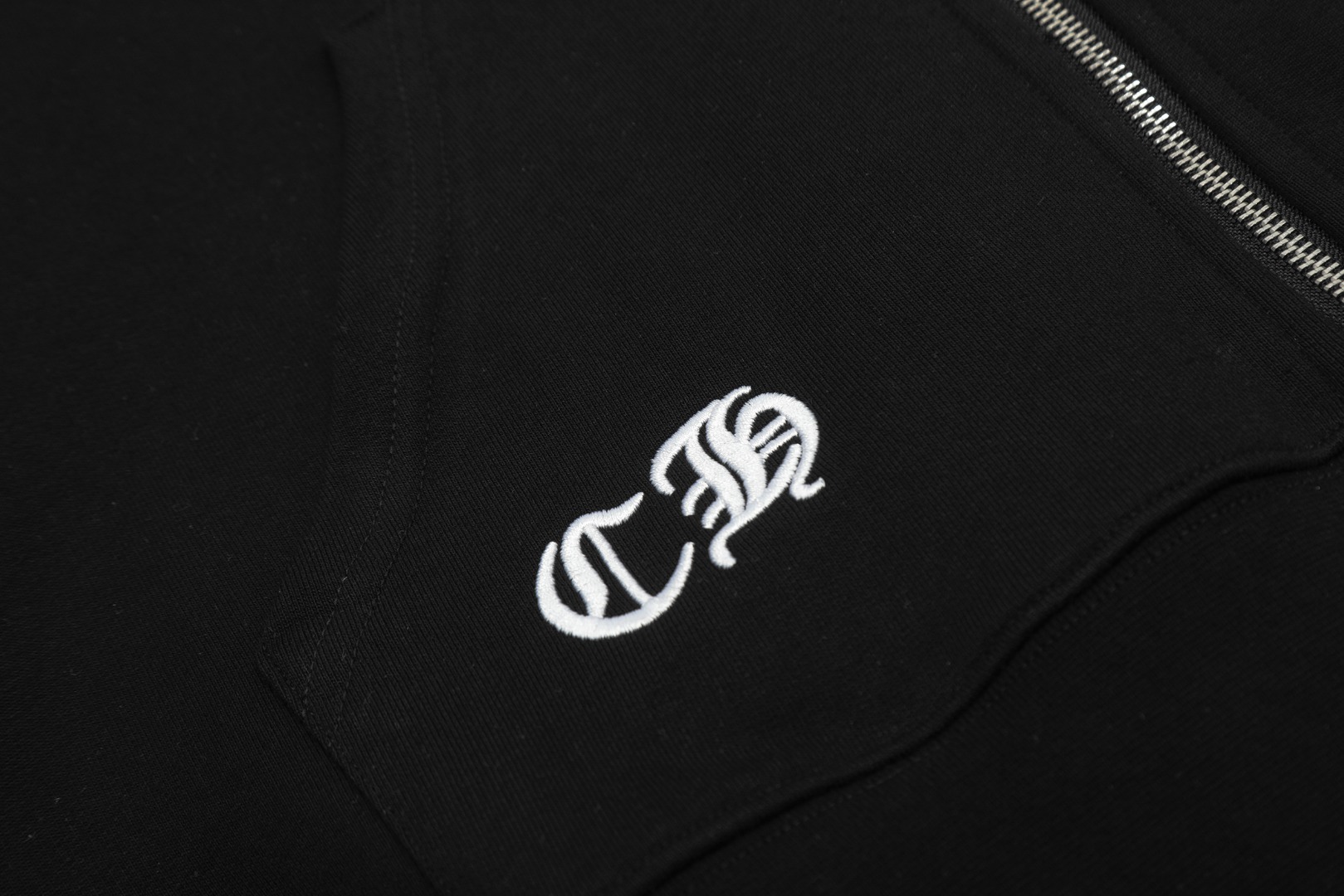 Chrome Hearts black embroidered and printed heavy-duty zip-up hoodie