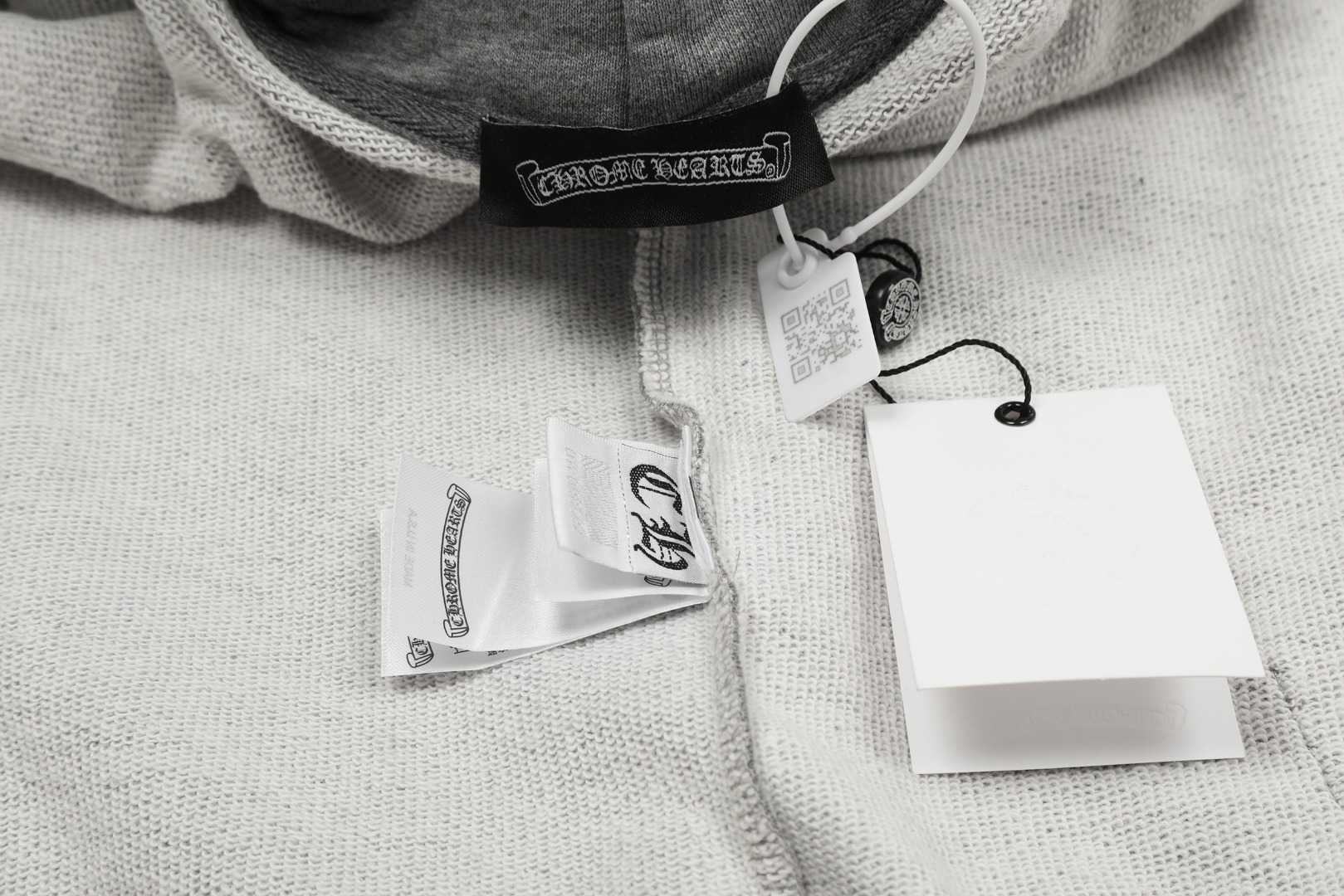 Chrome Hearts gray embroidered and printed heavy-duty zip-up hoodie