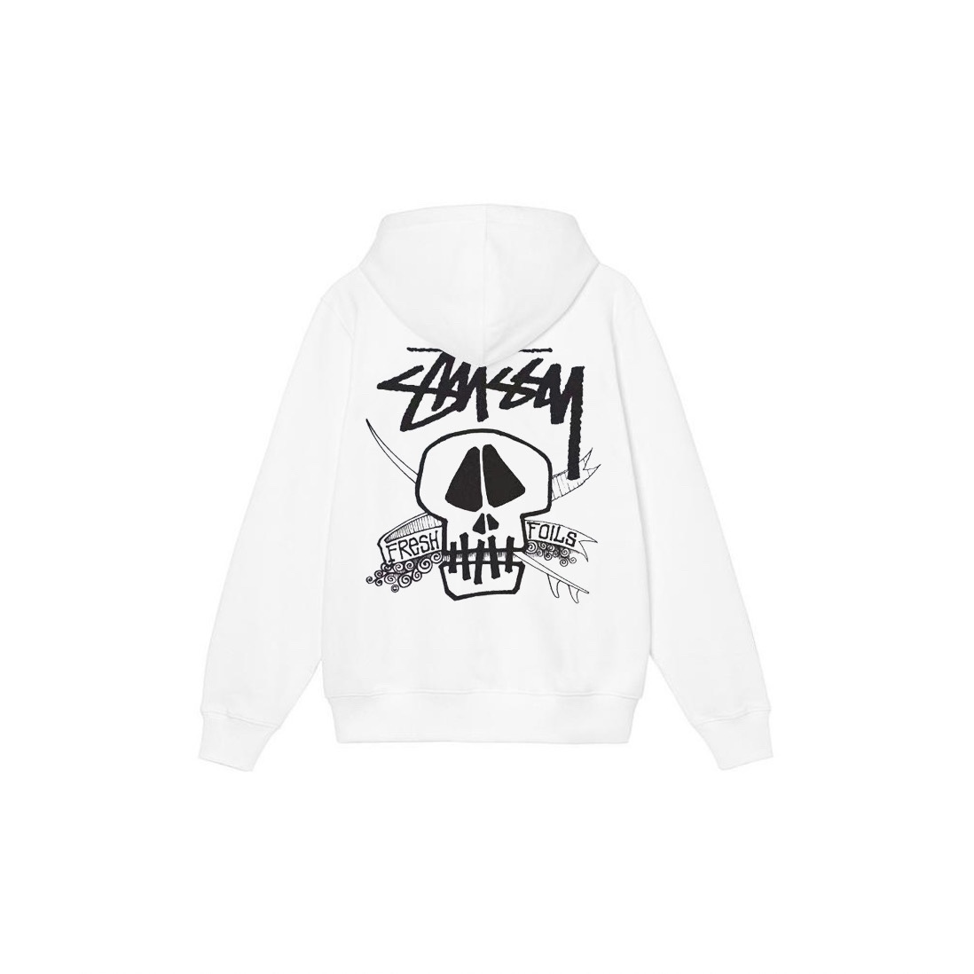 Stu$$y SS24 Casual Lettering Round Neck Skull Graphic Printed Crewneck Hoodie