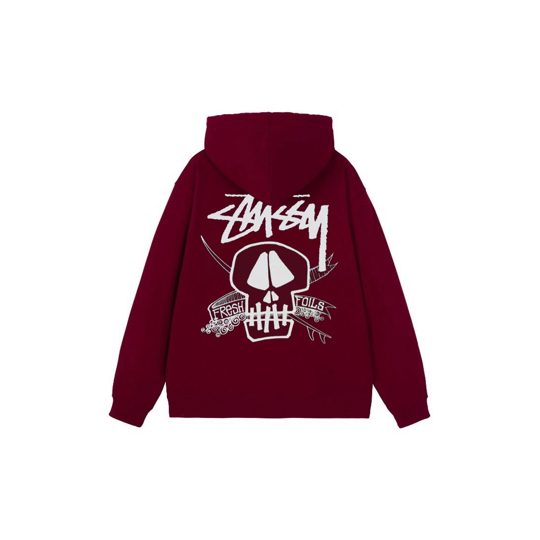 Stu$$y SS24 Casual Lettering Round Neck Skull Graphic Printed Crewneck Hoodie