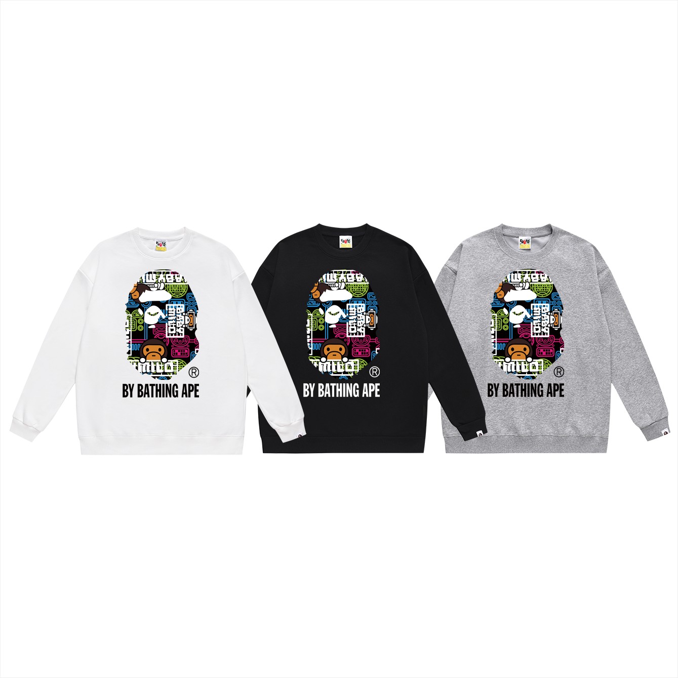 BAPE Ape Head cartoon graphic crewneck sweatshirt