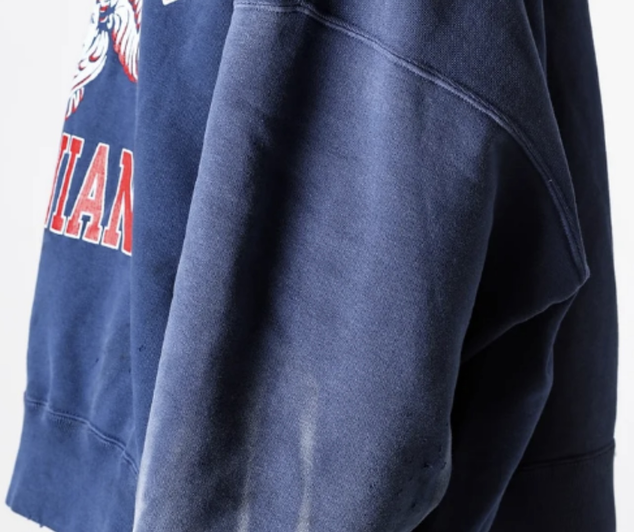 SAINT Mich@el FW24 vintage distressed angel graphic with letter print heavy-duty ribbed crewneck long-sleeve sweatshirt