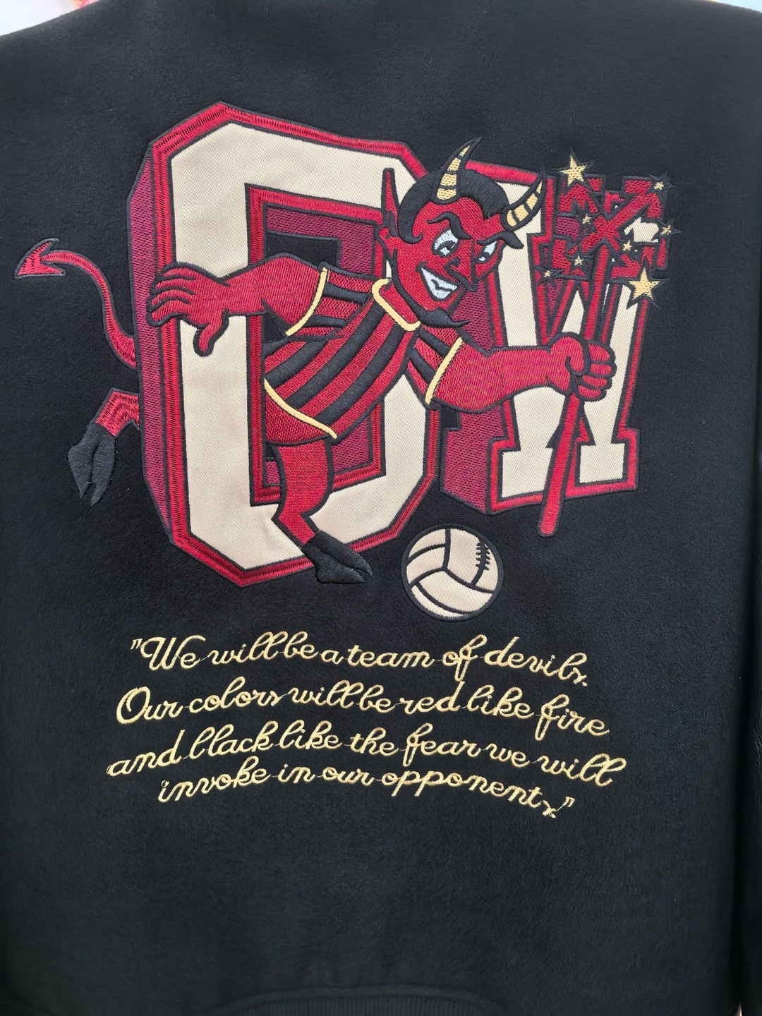 Off-White Embroidered Patchwork Leather Jacket