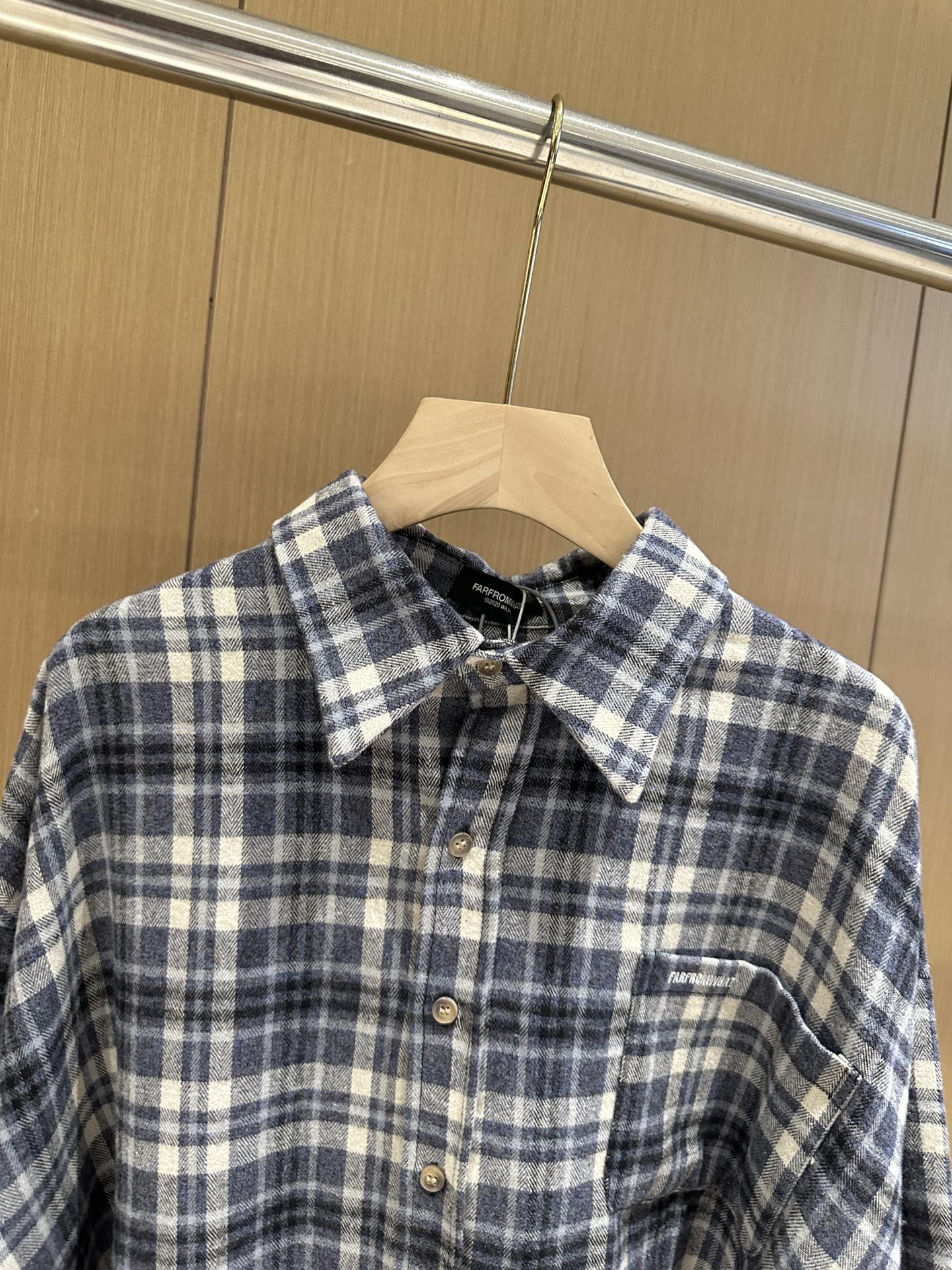Far Archive Flannel Tassel Blue Plaid Shirt