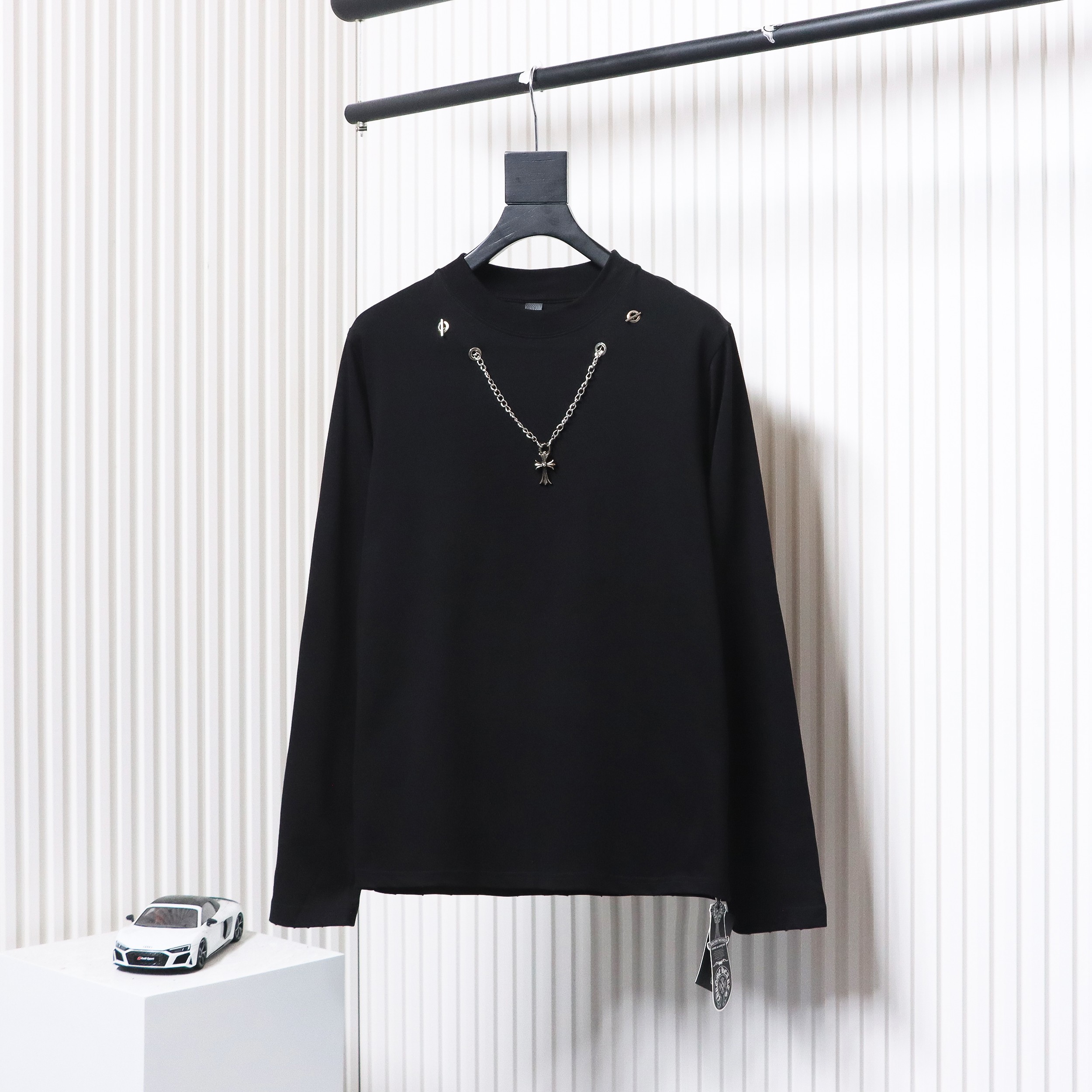 Chorme Heart Cross pendant Long Sleeve T-Shirt