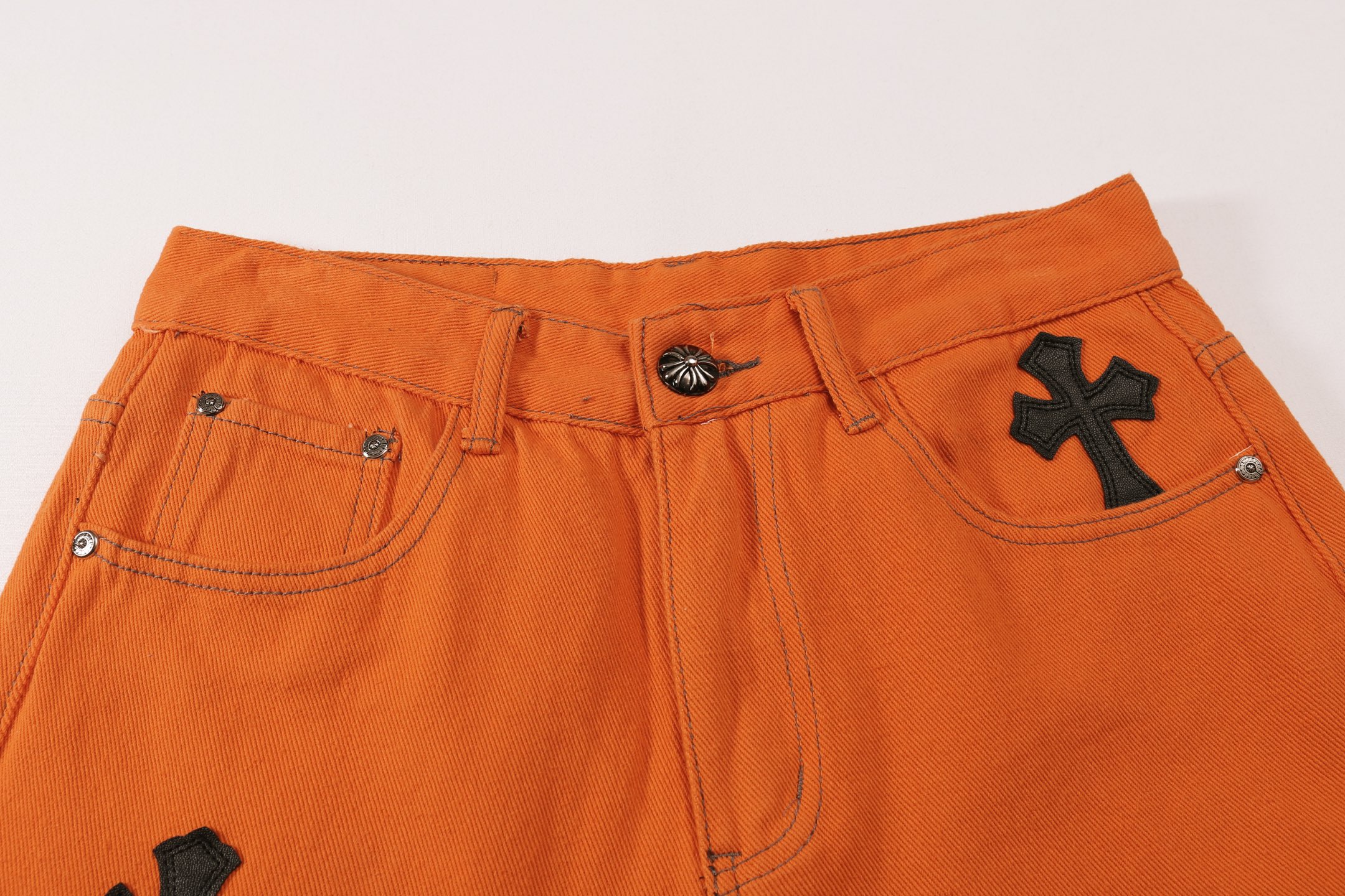 Chrome Hearts Black Crosses Orange Pants