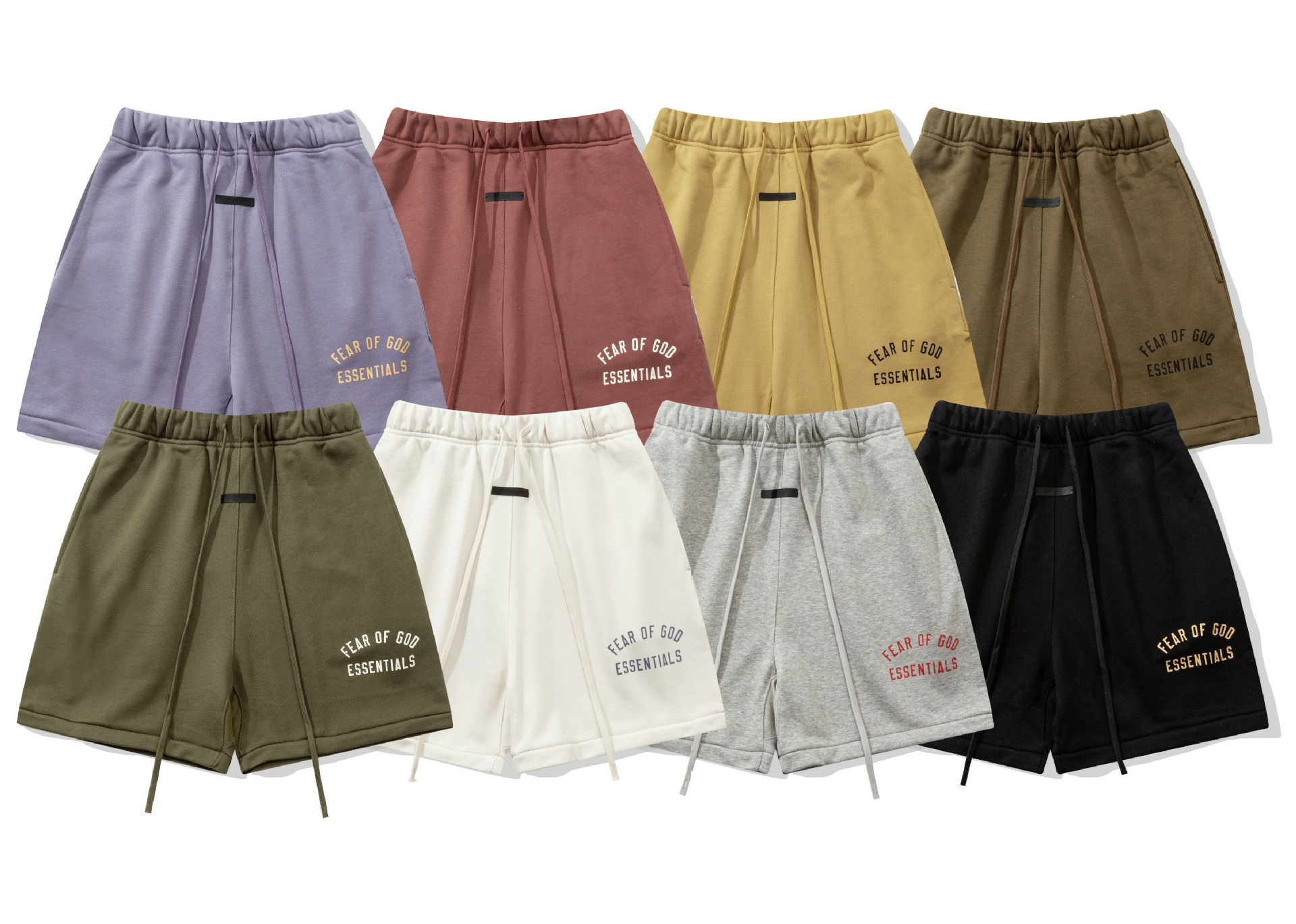 FOG Essentials 2025 Flocked Arch Letter Casual Loose Shorts